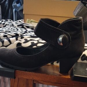 Gabor Black Suede Strap Heels